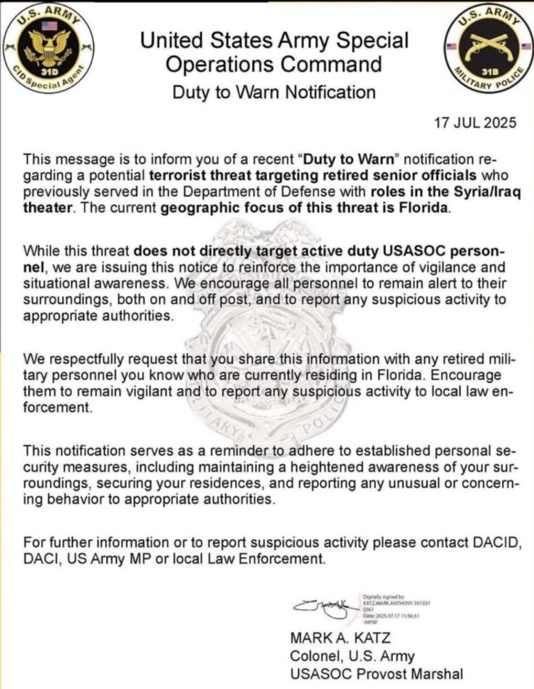 Red Alert for Florida Vets: Credible Threat Targets Retired Warriors