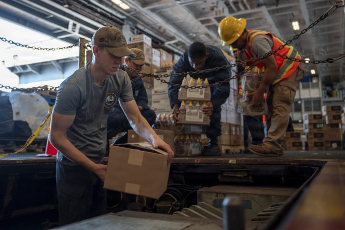 USS Theodore Roosevelt Brings on Stores